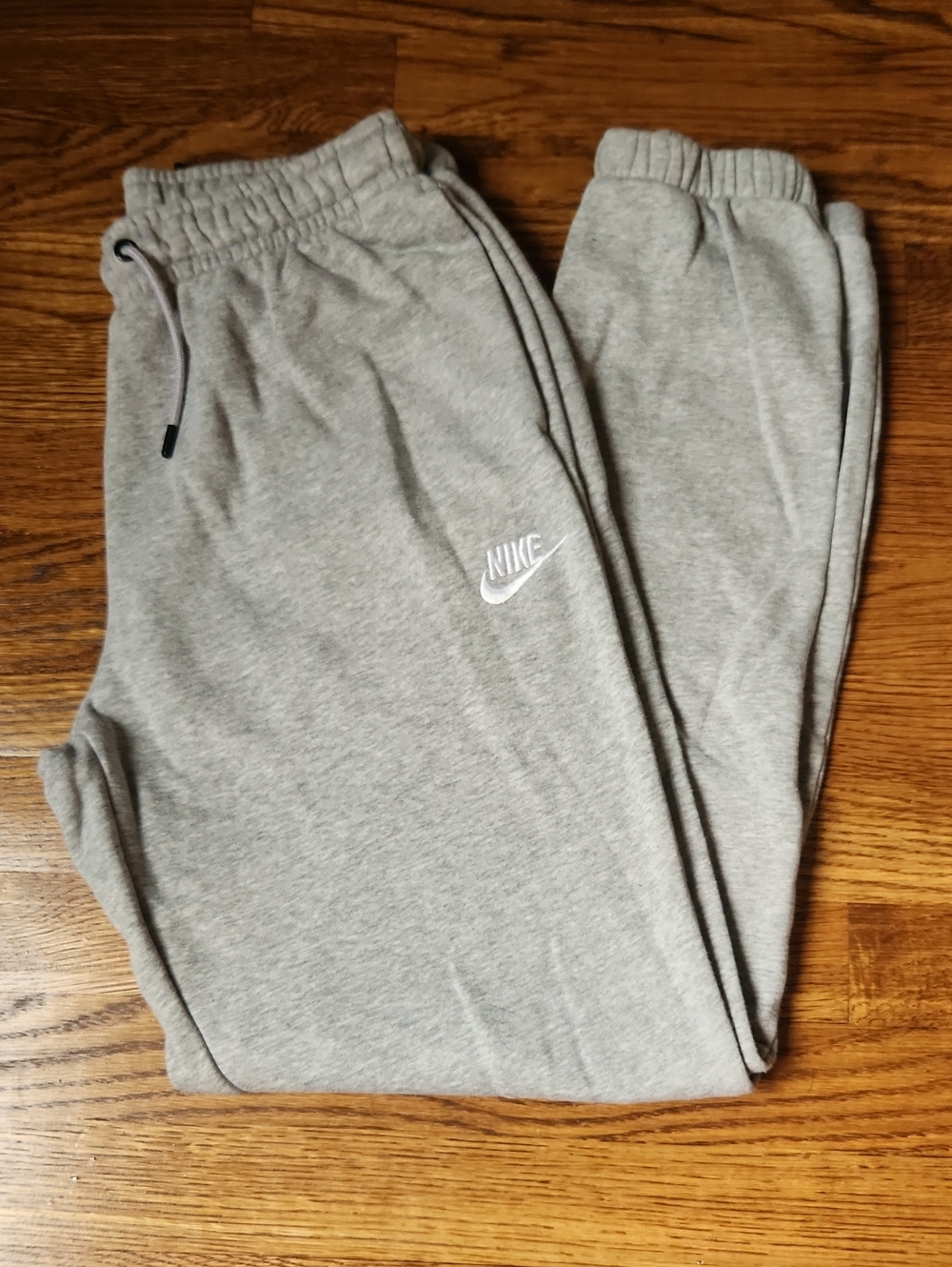 Nike Light Gray Fleece Joggers with White Logo
